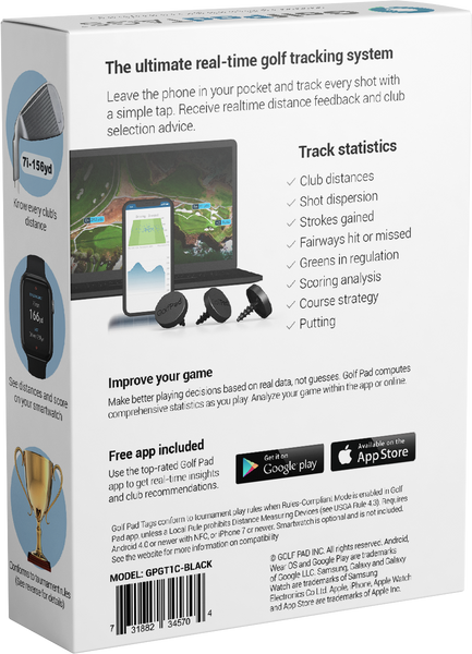 Golf Pad TAGS® Automatic golf shot tracking system for Android/Apple